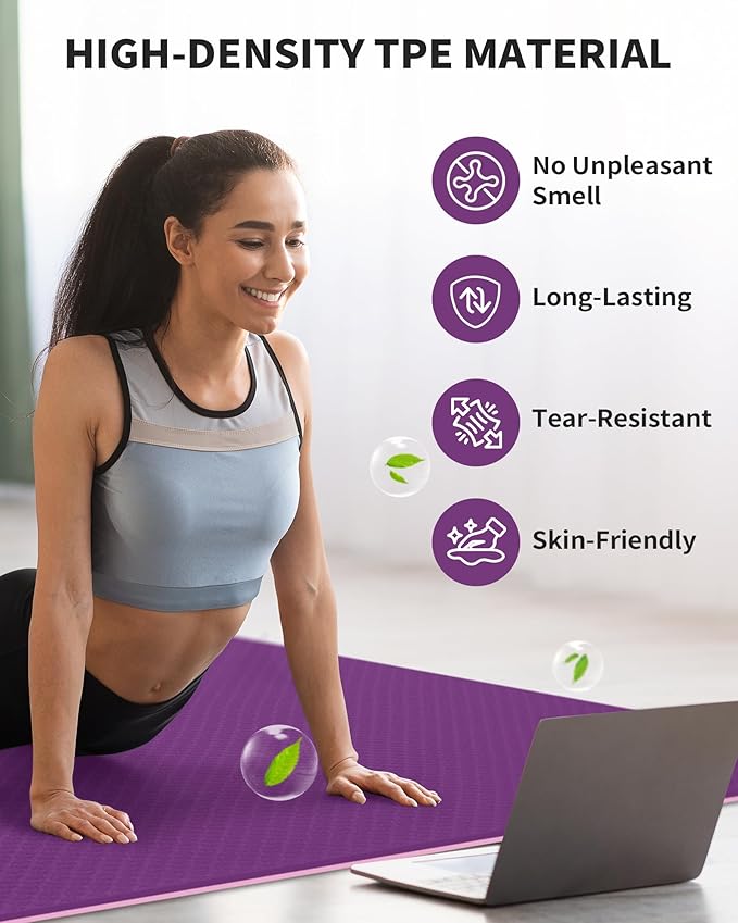 CAMBIVO Large Yoga Mat (6'x 4'), Extra Wide Workout Mat for Men and Women, Yoga Mat Thick 1/3 &1/4