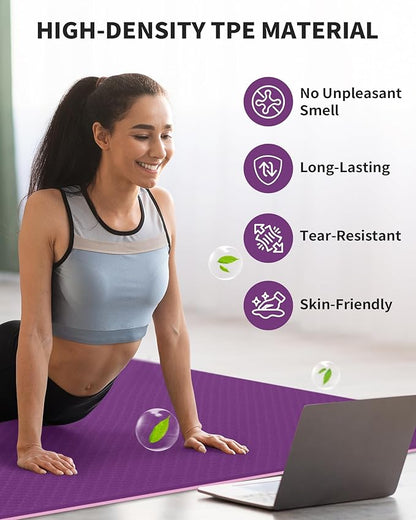 CAMBIVO Large Yoga Mat (6'x 4'), Extra Wide Workout Mat for Men and Women, Yoga Mat Thick 1/3 &1/4