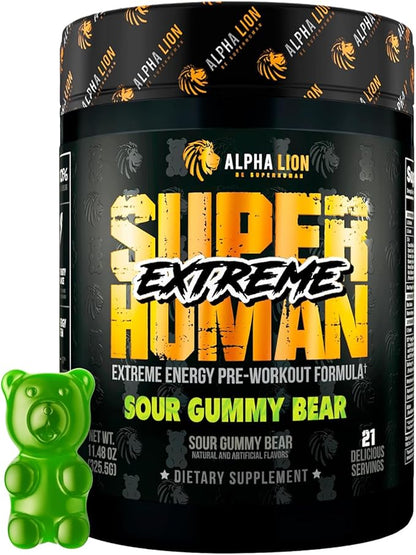 ALPHA LION Superhuman Extreme High Stim Pre Workout Powder, Beta Alanine, L-Taurine & 356mg