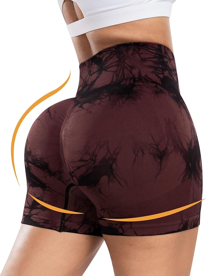 CHRLEISURE Women's 4 Packs Workout Gym Shorts, High Waisted Butt Lifting Scrunch Butt Seamless