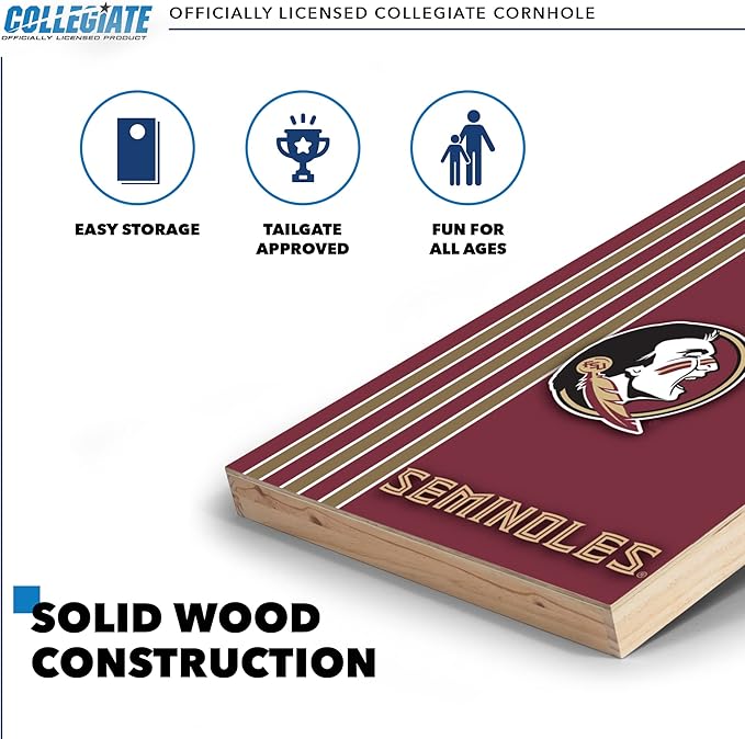 2' x 3' Solid Wood Cornhole Set with Direct Print HD Team Graphics – Great Gift for Any NCAA Fan!