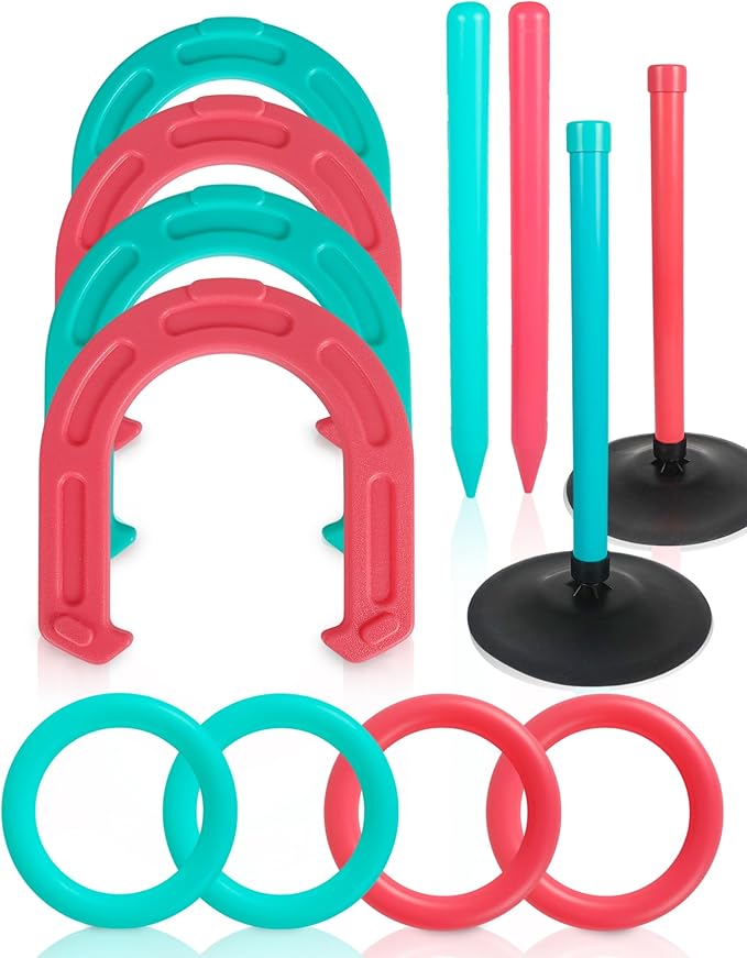 Giant Horseshoe Game Set for Adults and Family – 10" Oversized Lawn Toss Game with Jumbo