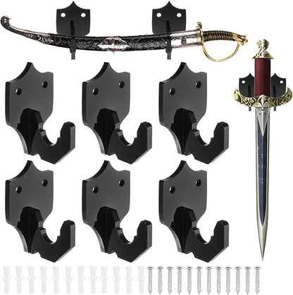 uxcell 6 Pcs Sword Holder Wall Mount Sword Racks Acrylic Wall Sword Display Hanger with Mounting