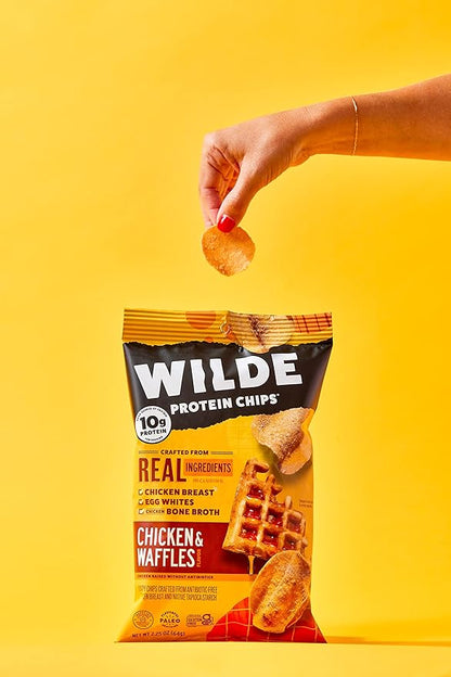 WILDE Chicken & Waffles Protein Chips, Thin and Crispy, High Protein, Keto, Made with Real