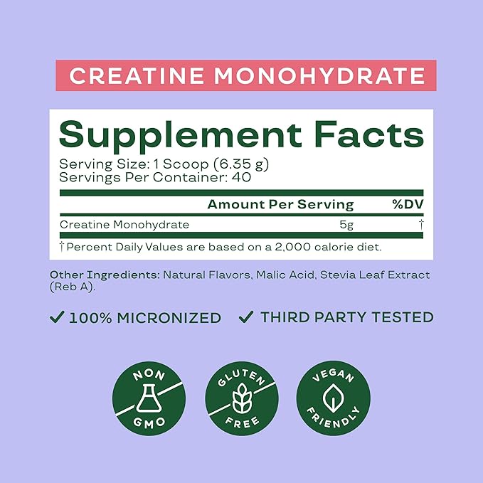 Bloom Nutrition Creatine Monohydrate Powder, 5g Micronized Creatine per Serving, Supports Muscle