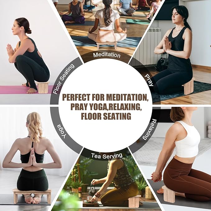 Yoga Meditation Benches - Yoga Bench,Wooden Zen Meditation Stool Kneeling Bench for Yoga Practice