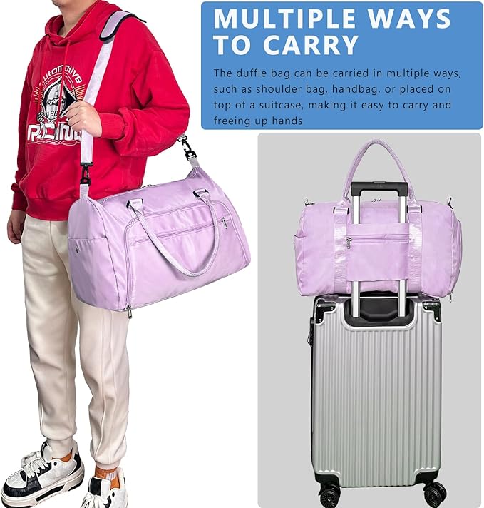 woogwin Small Gym Bag for Men & Women with Shoes & Wet Compartment Waterproof Duffle Bag for Travel