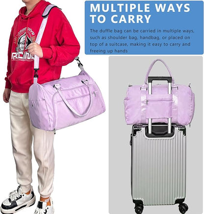 woogwin Small Gym Bag for Men & Women with Shoes & Wet Compartment Waterproof Duffle Bag for Travel