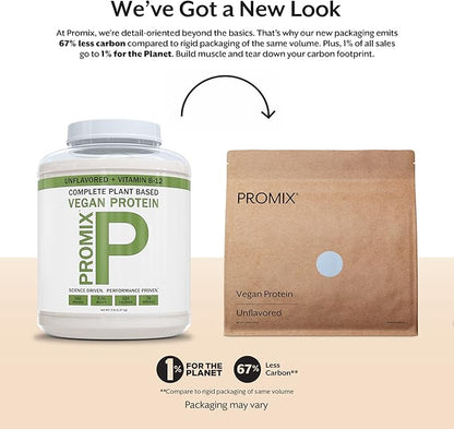 ProMix Nutrition Plant-Based Vegan Protein Powder, Unflavored - Pea Protein & Vitamin B-12 - ­Post