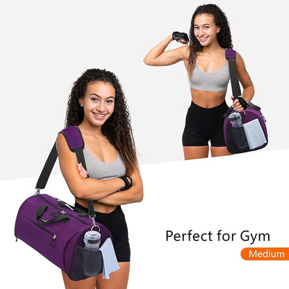 TOPDesign Gym Bag for Women & Men, Unisex Duffel Bag with Shoe Compartment & Wet Pocket for Travel