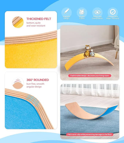 Wooden Balance Board Kids, 37" Natural Wobble Board Wooden Toys for Toddlers Kids & Adults