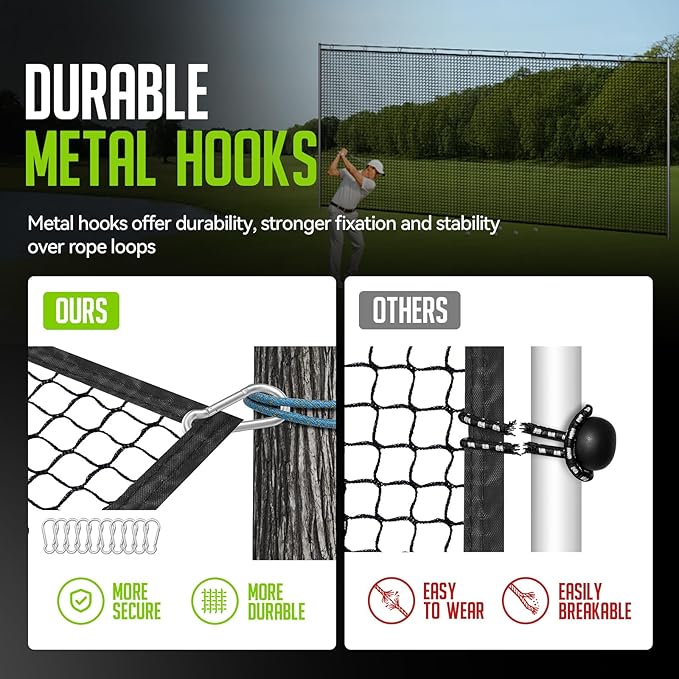 Golf Net, 10x20ft Golf Practice Net with Carry Bag, Double Finished Seam, Durable and Portable