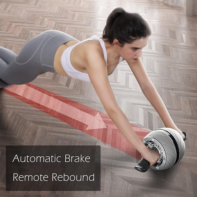 AB Wheel Roller with Resistance Spring, Automatic Rebound Exercise Abdominal Ultra-Wide Wheels