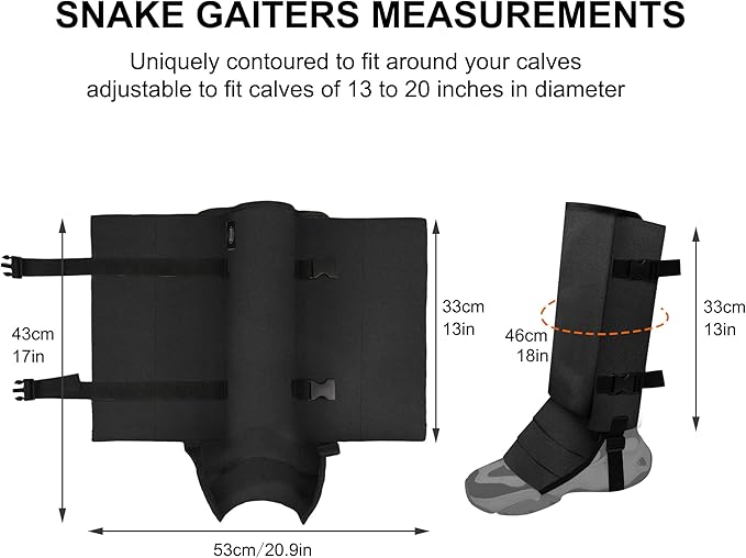 Snake Gaiters Leg Guards, Waterproof Snake Guards, Adjustable Snake Bite Protection for Lower Legs