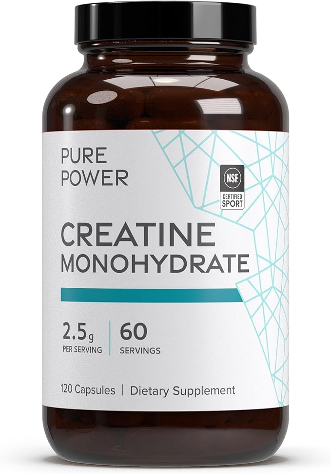 Dr. Mercola Pure Power Creatine Monohydrate, 60 Servings (120 Capsules) 2.5g Per Serving, Dietary