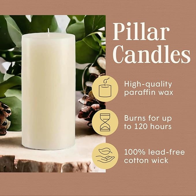 Mister Candle Dripless Vanilla Scented Ivory Pillar Candle, Hand Made Vanilla Pillar Candles with