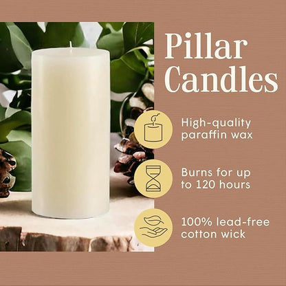 Mister Candle Dripless Vanilla Scented Ivory Pillar Candle, Hand Made Vanilla Pillar Candles with