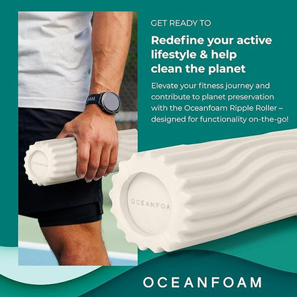 Oceanfoam Ripple Travel Foam Roller (11" x 3.35") Firm Mini Foam Roller for Physical Therapy, Deep