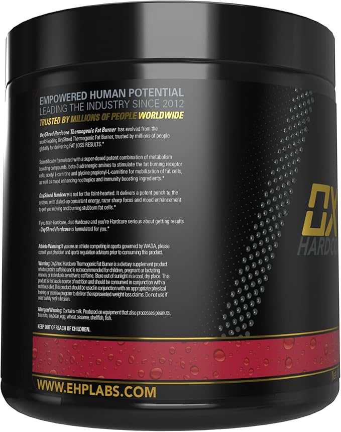 EHP Labs OxyShred Hardcore Super Dosed Pre Workout Powder - Preworkout Powder with L Glutamine &