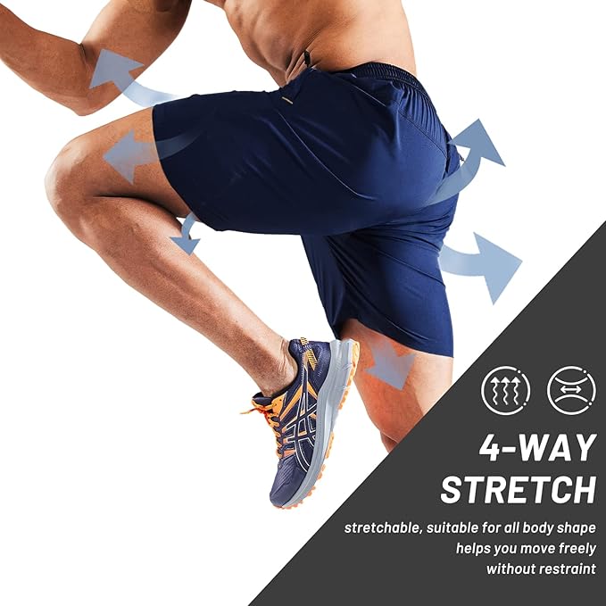MIER Men's Quick Dry Running Shorts with Zipper Pocket, Elastic Waist Athletic Workout Exercise