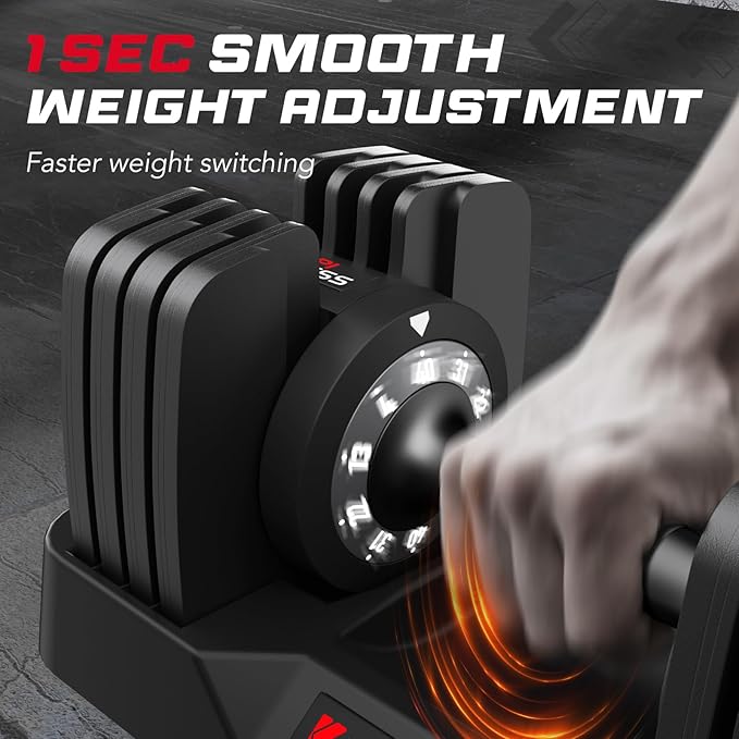Keppi Adjustable Dumbbells Set-25lb/40lb/55lb/60lb, Anti-Slip Metal Fast Adjust Weight Handle