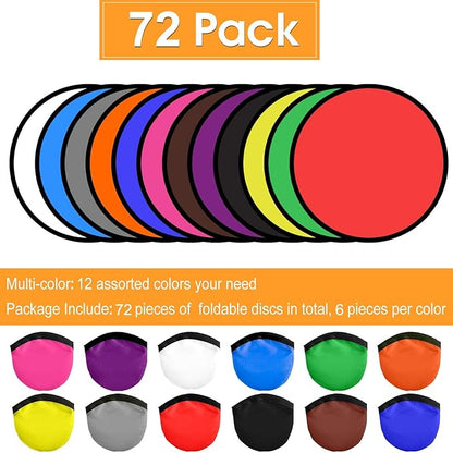 Mototo 72 Pieces Foldable Flying Disc Fans with Bag Folding Pocket Toy Set for Kids Fun Birthday