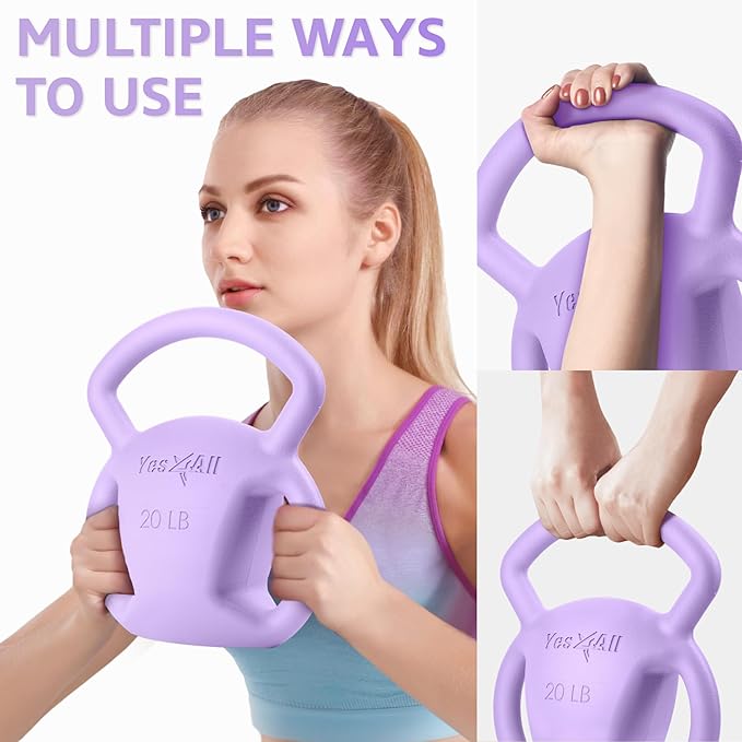 Yes4All Kettlebell, Strength Training Kettlebells for Women, Wide Multi-grip Textured Handle for