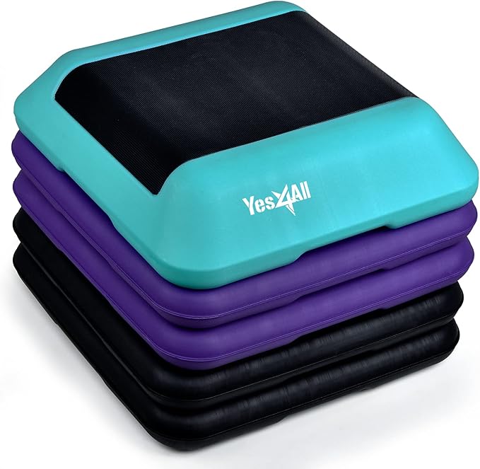Yes4All 16"x16" Adjustable High Step Aerobic Platform with 4 Risers, Height-Adjustable