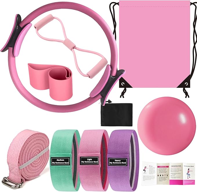 Pilates Essentials Kit for Women - Better Yoga Pilates Kit for Home Workouts with Pilates Ring and