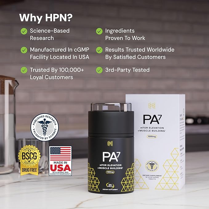 HPN PA(7) Phosphatidic Acid Muscle Builder Top Natural Muscle Builder - Boost mTOR | Build Mass and
