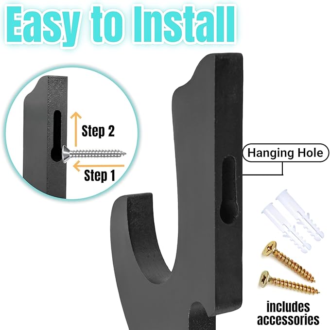 Eforlife 2/Set Sword Hook Wall Mount Samurai Sword Hanger Display Holder Adjustable for Katana