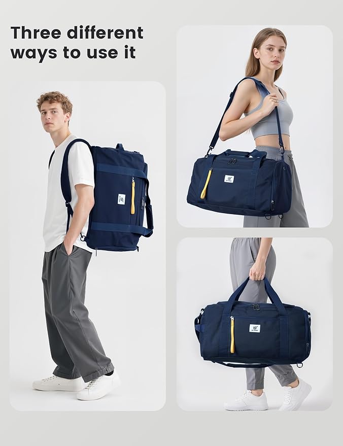 SKYSPER Gym Bag Men Women - 40L Sports Bag Duffle Backpack with Shoe Compartment Wet Pocket for
