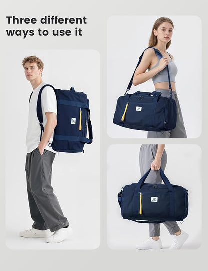 SKYSPER Gym Bag Men Women - 40L Sports Bag Duffle Backpack with Shoe Compartment Wet Pocket for