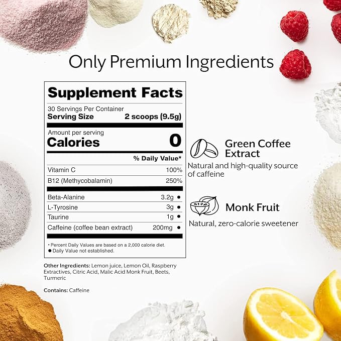 ProMix Nutrition Pre-Workout Powder, Raspberry Lemon - Maximize Focus - Helps Muscle Gain