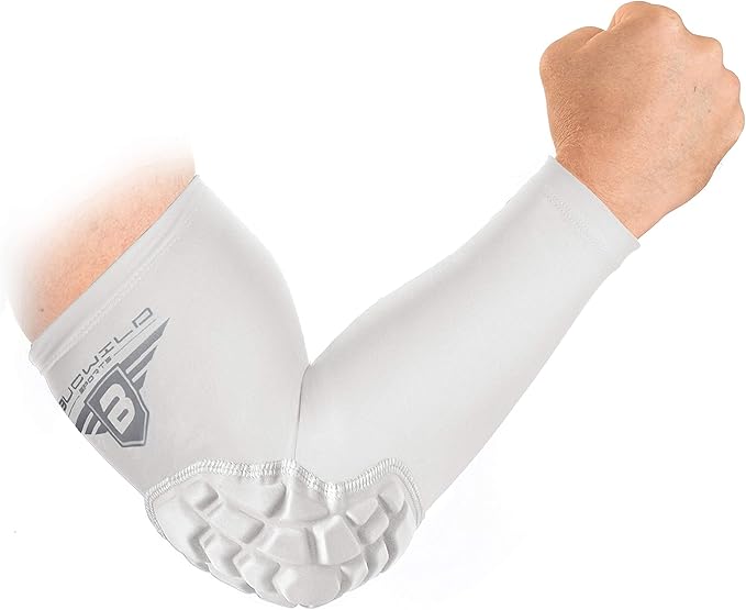 Bucwild Sports B Padded Elbow Arm Sleeves for Basketball Football Volleyball Youth & Adult Size