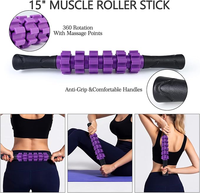 5 in 1 Foam Roller Set, Trigger Point Foam Roller Patented, Massage Roller Stick, Massage Ball