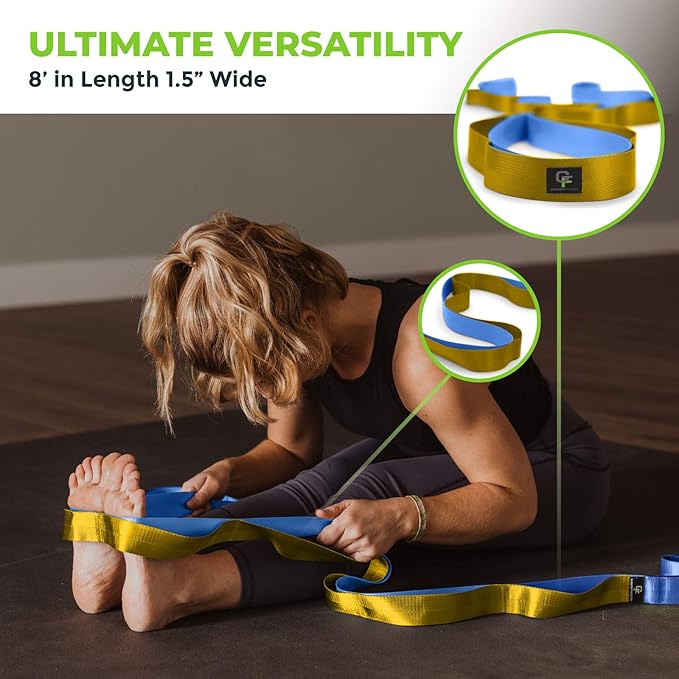 Gradient Fitness Stretching Strap for Physical Therapy, 12 Multi-Loop Stretch Strap 1.5" W x 8' L
