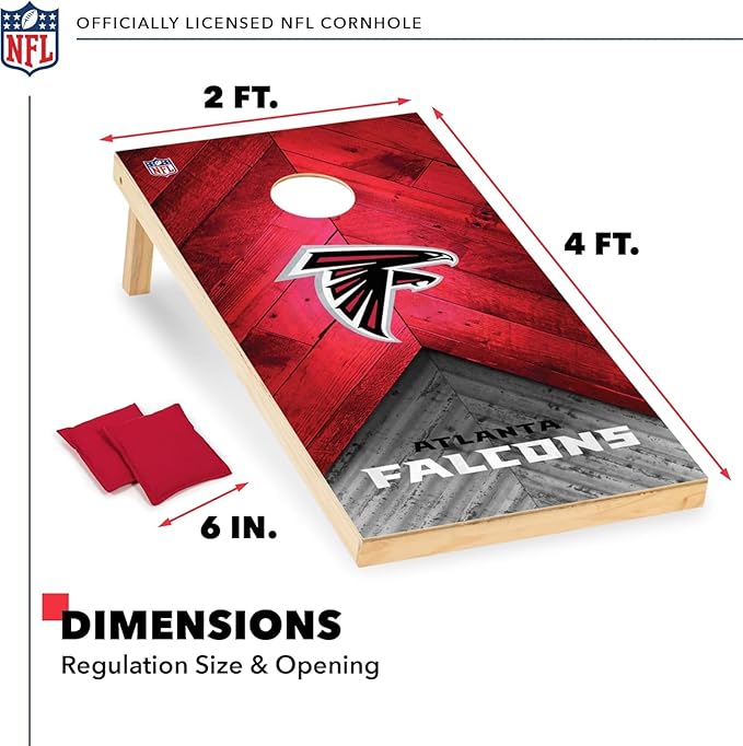 NFL Football 2' x 4' Regulation Size Solid Wood Cornhole Set with Direct Print HD Team Graphics