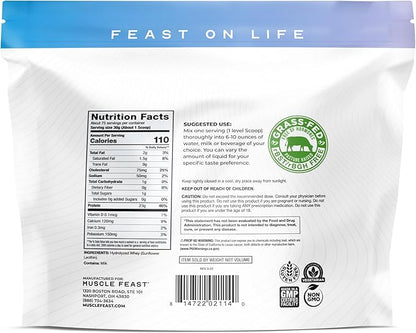 Muscle Feast Hydrolyzed Whey Protein Powder, Grass Fed and All Natural Hormone-Free, Hydro Whey