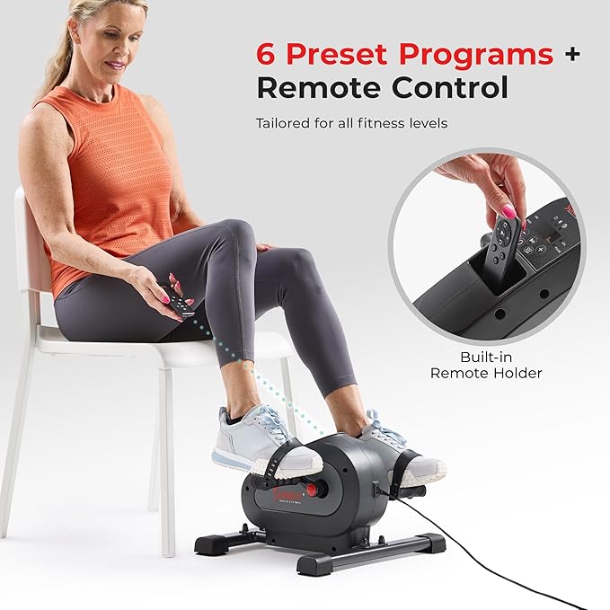 Sunny Health & Fitness Smart Under-Desk Bike Exerciser, Low-Impact Cardio Cycling Equipment for