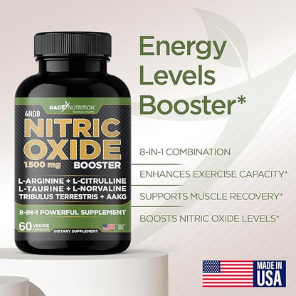 Gade Nutrition Nitric Oxide Supplement - L Arginine Capsules ??Helps to Improve Energy, Endurance &