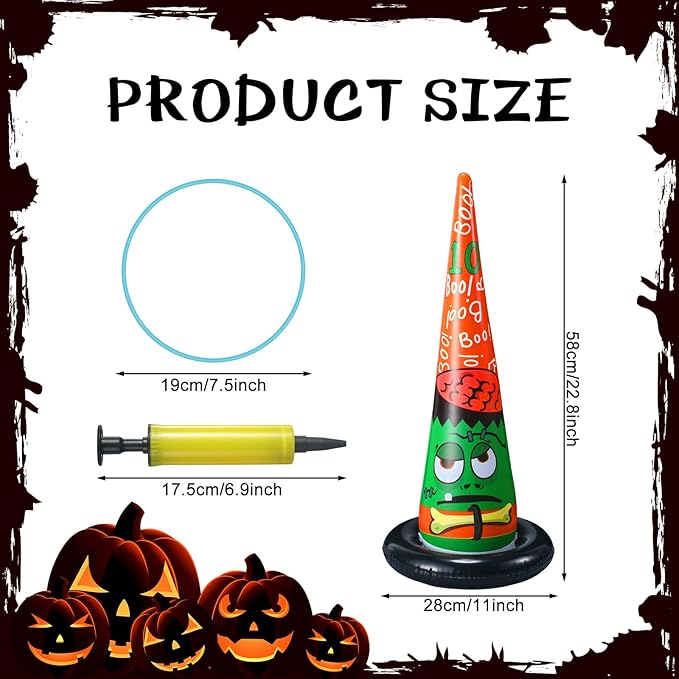 Capoda 16 Pcs Halloween Party Games Toys Inflatable Witch Hat Ring Toss Game with Plastic Toss