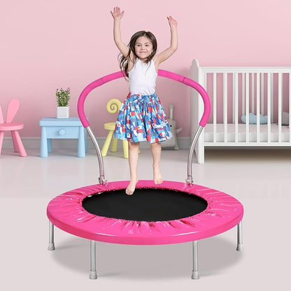 36-Inch Kids Trampoline with Handle - Indoor Mini Tranpoline for Toddlers, Small Fitness Rebounder