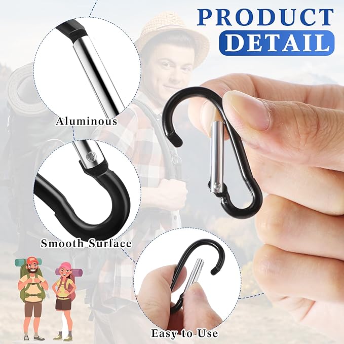300 Pcs 2" Carabiner Bulk Spring Snap Hooks Bulk Aluminum Alloy Clip Keychain for Hanging Camping