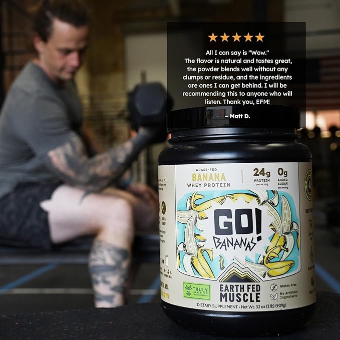 Earth Fed Muscle Go!?¯Bananas Irish Grass?‘Fed Whey Protein Isolate ??All Natural Banana Flavor