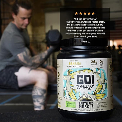 Earth Fed Muscle Go!?¯Bananas Irish Grass?‘Fed Whey Protein Isolate ??All Natural Banana Flavor