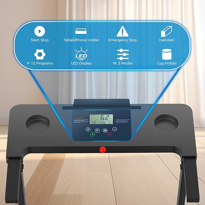 Portable Foldable Treadmills for Home, Small Folding Treadmill for Home Office with 300 LBS