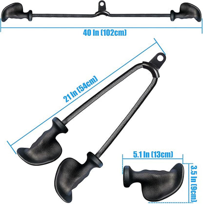 Ergonomic Tricep Rope Pulldown Attachments, Upgraded 27 32 40 & 47 Inch Extra Long Triceps Rope