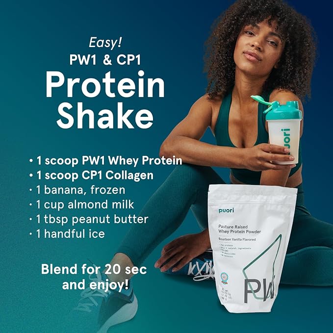 Puori Whey Protein Powder - Dark Chocolate - PW1 Pasture Raised, Grass-Fed & Non-GMO - 100% Natural