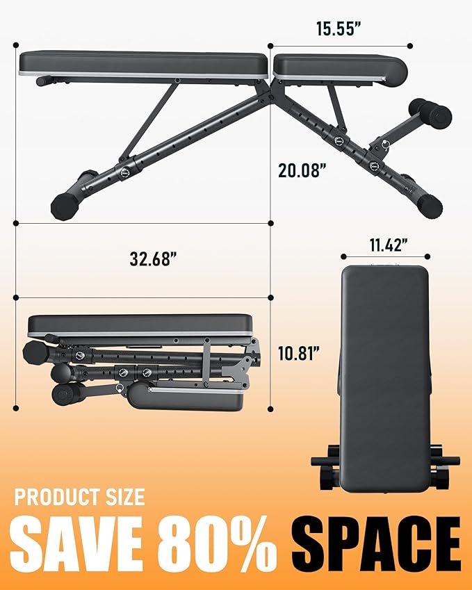 BARWING Adjustable Weight Bench Workout Bench, 1000 LB Heavy Duty Incline Decline Bench for Home